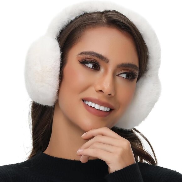 Accessories - Winter Ear Muffs for Women Girls Faux Fur Cute White Earmuffs Fluffy Ear Warmers